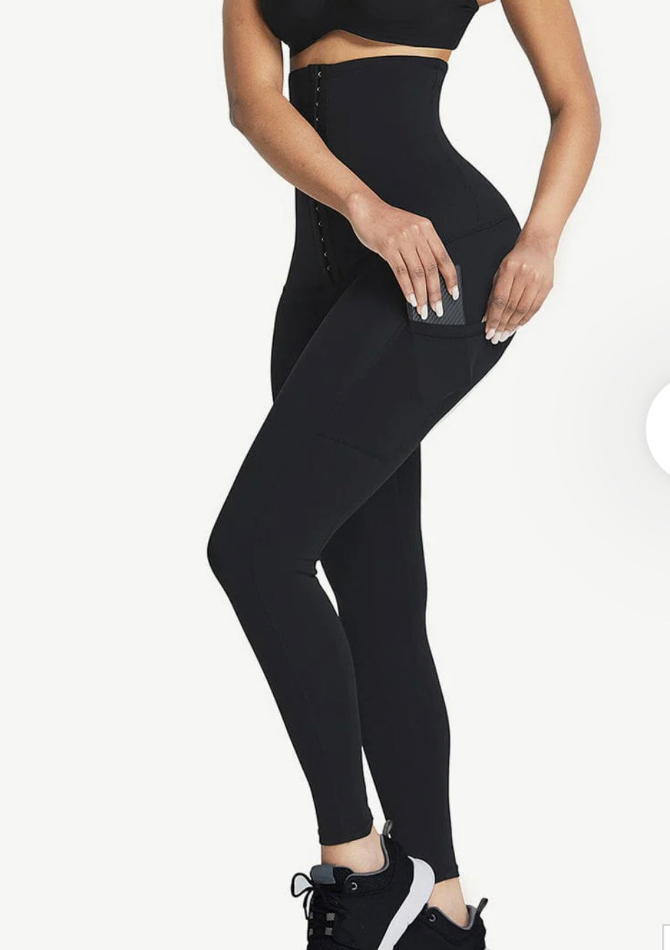 Black Leggings High Waist 3 Hooks
