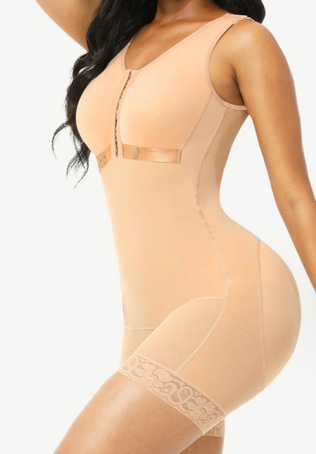 Full Body Shaper Glue Zipper Open Crotch Lace Firm