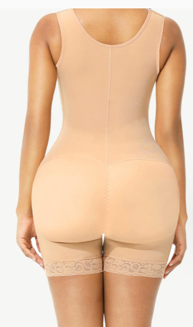 Full Body Shaper Glue Zipper Open Crotch Lace Firm